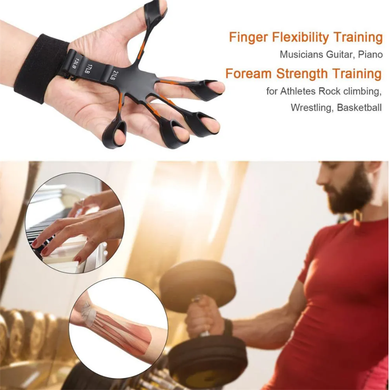 Silicone Grip Device Stretcher - Finger Gripper Strength -Trainer Strengthen Rehabilitation Training