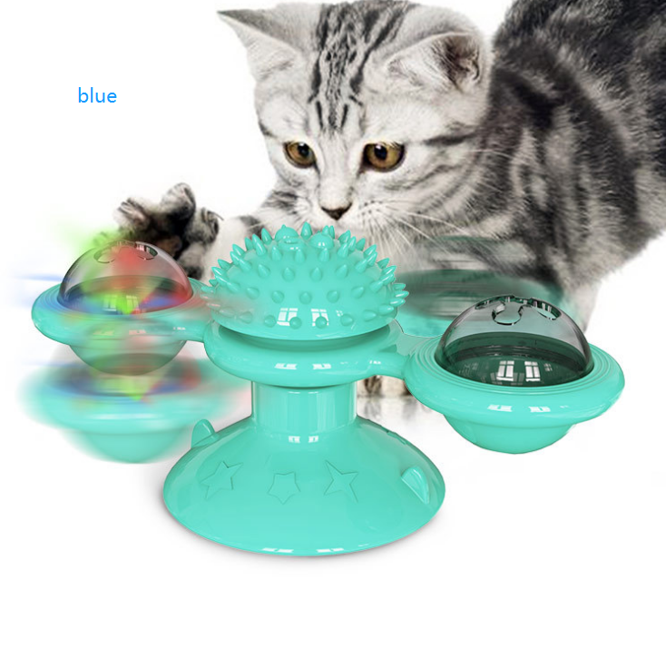 Cat Rotating Windmill Multi-Function - Toys Itch Scratching Device -Teeth Shining Toy