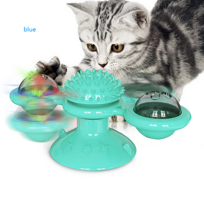 Cat Rotating Windmill Multi-Function - Toys Itch Scratching Device -Teeth Shining Toy