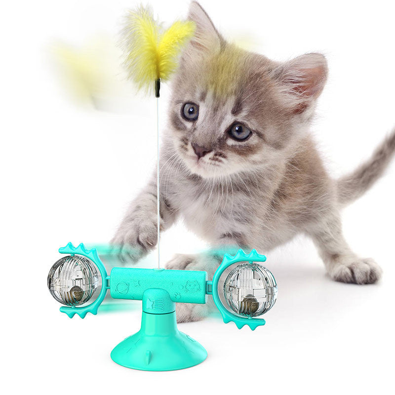 Cat Rotating Windmill Multi-Function - Toys Itch Scratching Device -Teeth Shining Toy