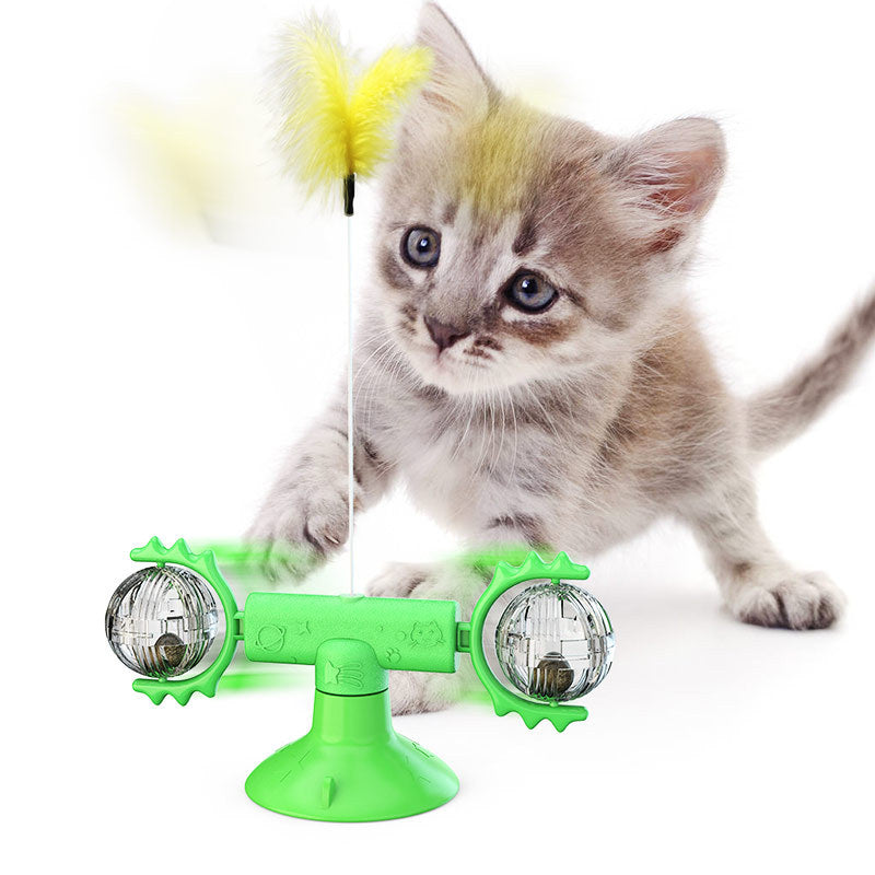 Cat Rotating Windmill Multi-Function - Toys Itch Scratching Device -Teeth Shining Toy