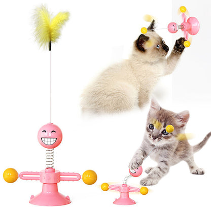 Cat Rotating Windmill Multi-Function - Toys Itch Scratching Device -Teeth Shining Toy