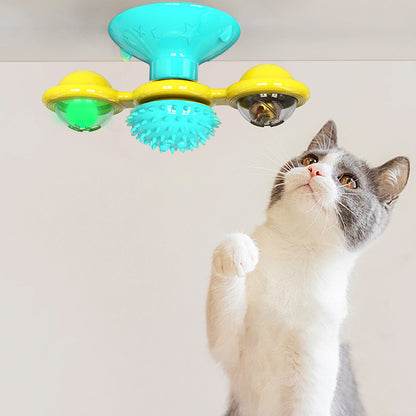 Cat Rotating Windmill Multi-Function - Toys Itch Scratching Device -Teeth Shining Toy