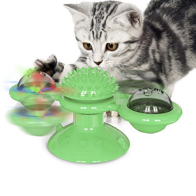 Cat Rotating Windmill Multi-Function - Toys Itch Scratching Device -Teeth Shining Toy