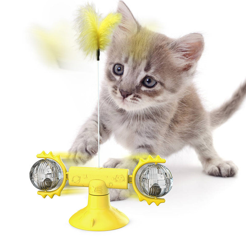 Cat Rotating Windmill Multi-Function - Toys Itch Scratching Device -Teeth Shining Toy