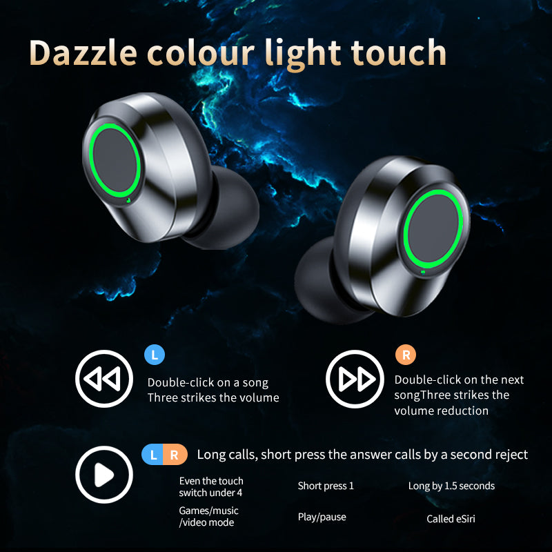 Headset TWS Screen Smart Digital Display In Ear Breathing Light