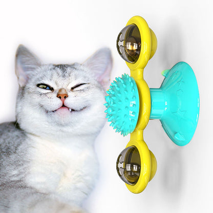 Cat Rotating Windmill Multi-Function - Toys Itch Scratching Device -Teeth Shining Toy