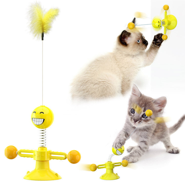 Cat Rotating Windmill Multi-Function - Toys Itch Scratching Device -Teeth Shining Toy