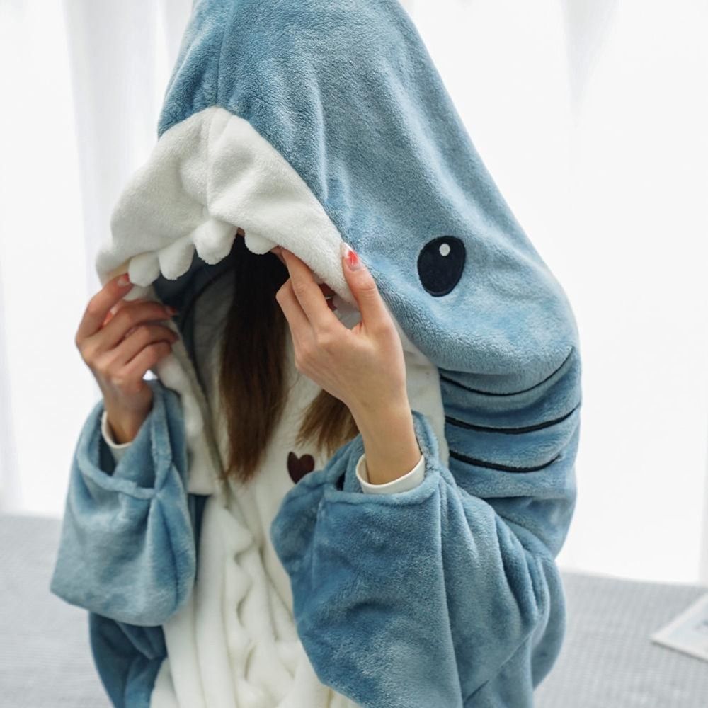 Cartoon Shark Sleeping Bag Pajamas-Office Nap Shark Blanket