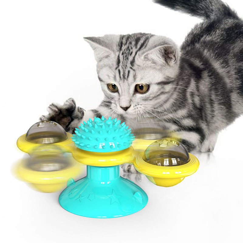 Cat Rotating Windmill Multi-Function - Toys Itch Scratching Device -Teeth Shining Toy