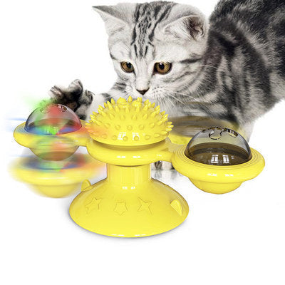 Cat Rotating Windmill Multi-Function - Toys Itch Scratching Device -Teeth Shining Toy