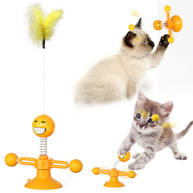 Cat Rotating Windmill Multi-Function - Toys Itch Scratching Device -Teeth Shining Toy