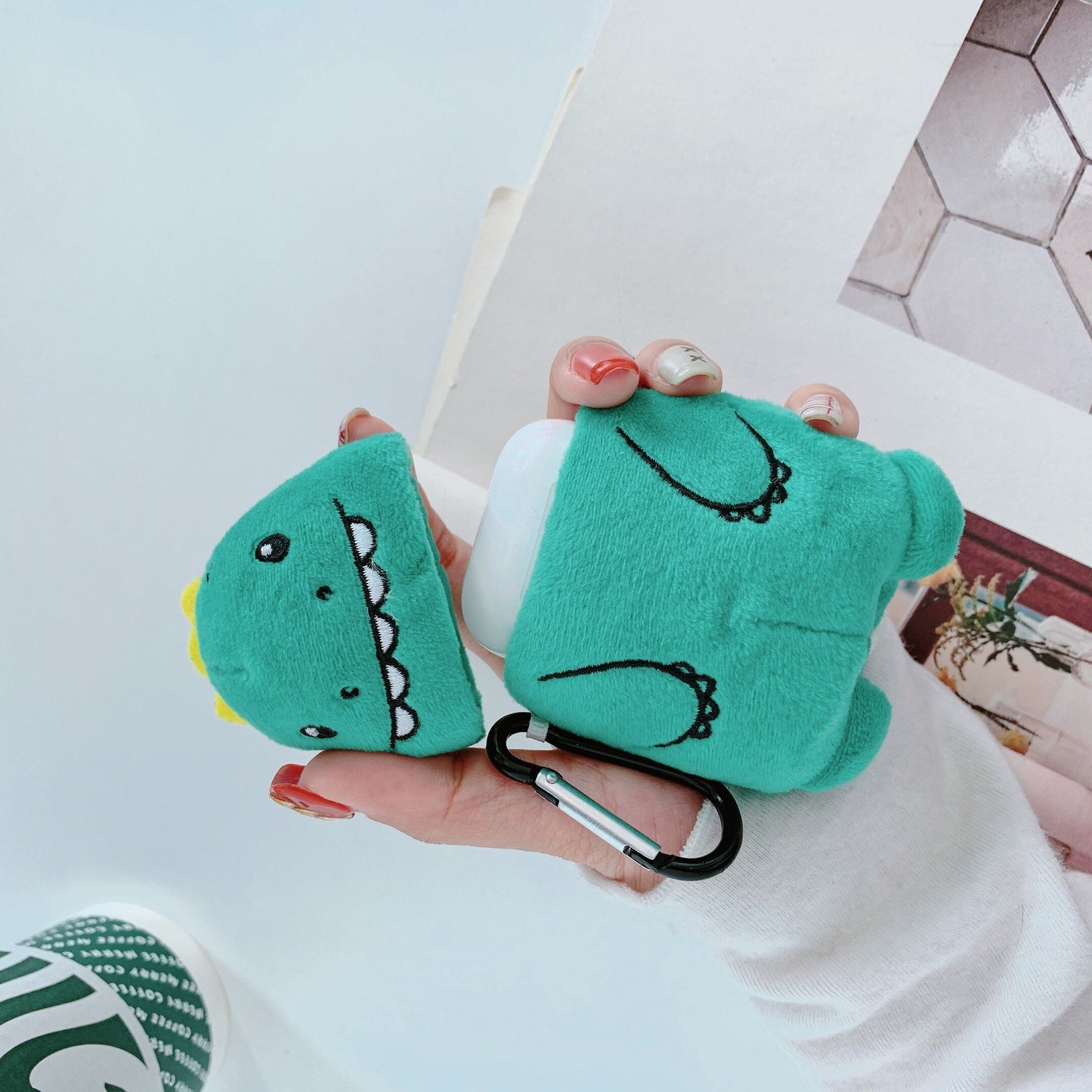 Plush dinosaur - headset case