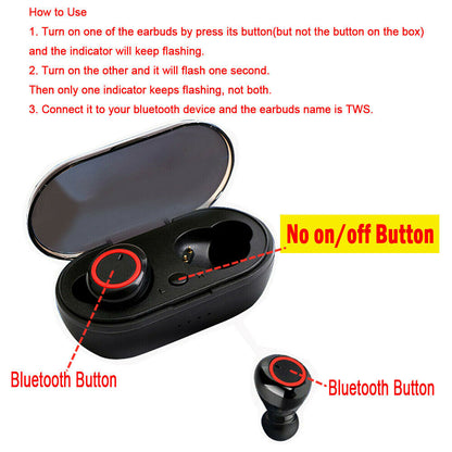 Waterproof Bluetooth 5.0 Wireless - Noise Cancelling TWS