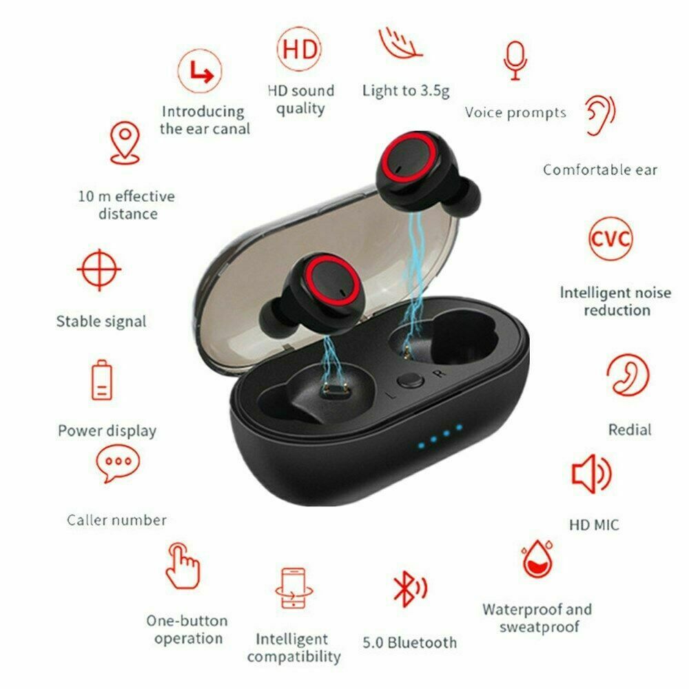 Waterproof Bluetooth 5.0 Wireless - Noise Cancelling TWS