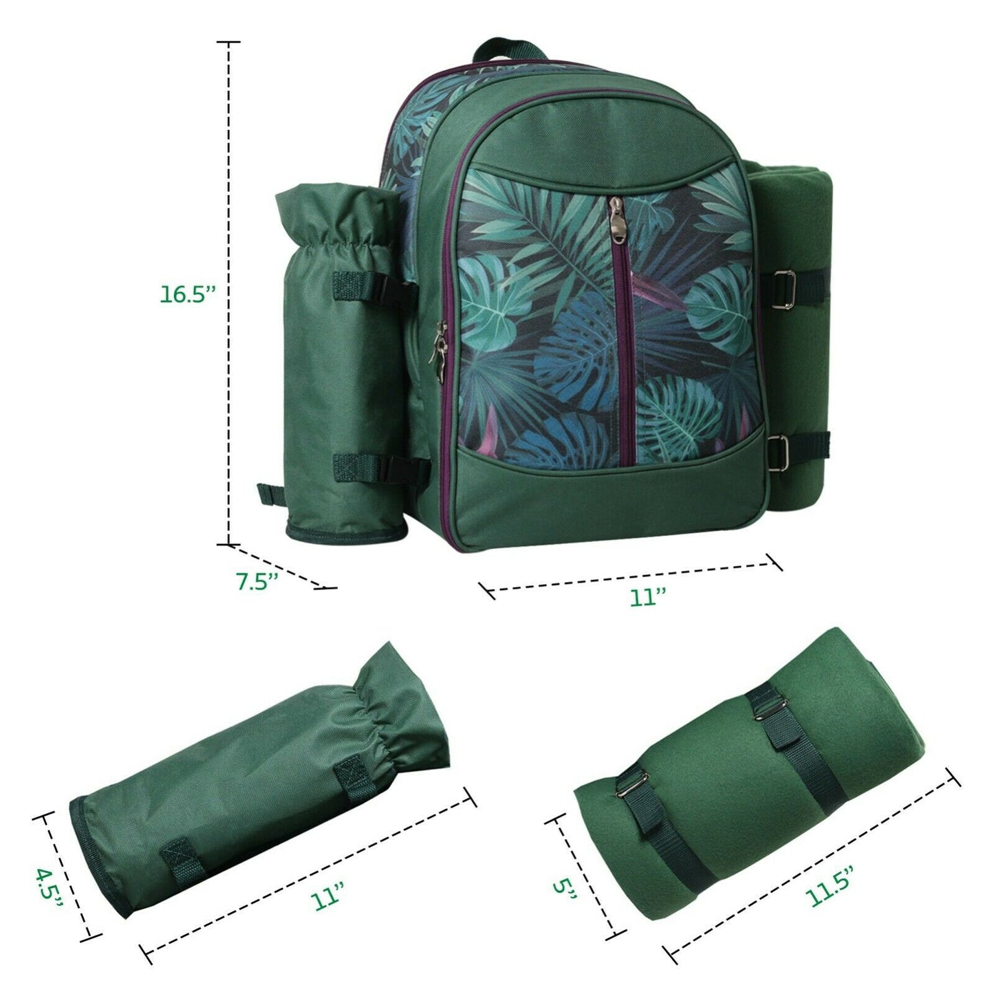 Picnic Backpack Set - With Cutlery Kit Cooler Compartment Blanket For 4 Persons