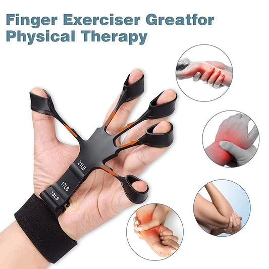 Silicone Grip Device Stretcher - Finger Gripper Strength -Trainer Strengthen Rehabilitation Training