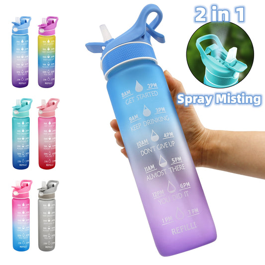 Spray Water Bottle Scrub Bounce Cover Straw Space Cup Sports Water Bottle & Spray