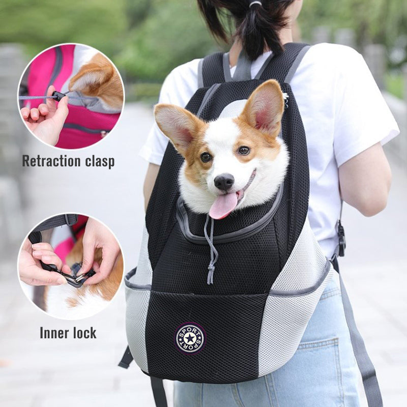 Pet Dog Carrier - Dogs Backpack Out Double Shoulder & Portable